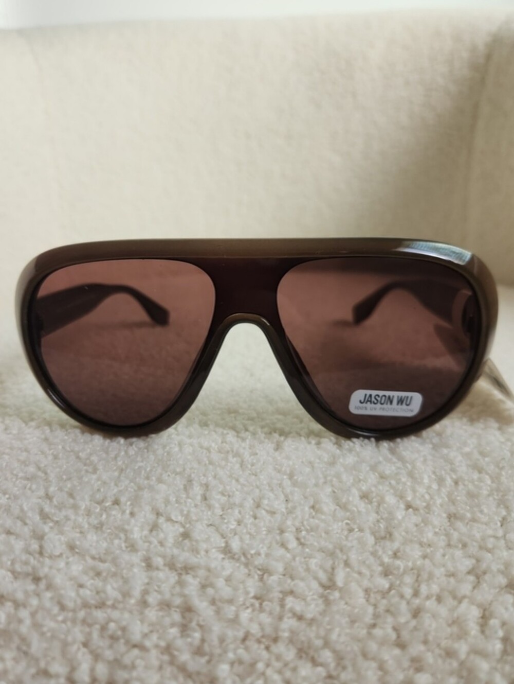 Jason Wu Unisex Brownish Green Shield Aviator Modern Chic Sunglasses